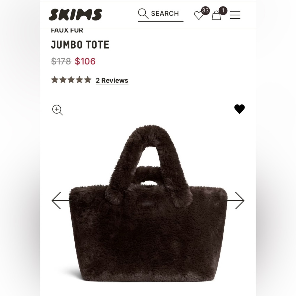SKIMS JUMBO TOTE FAUX FUR